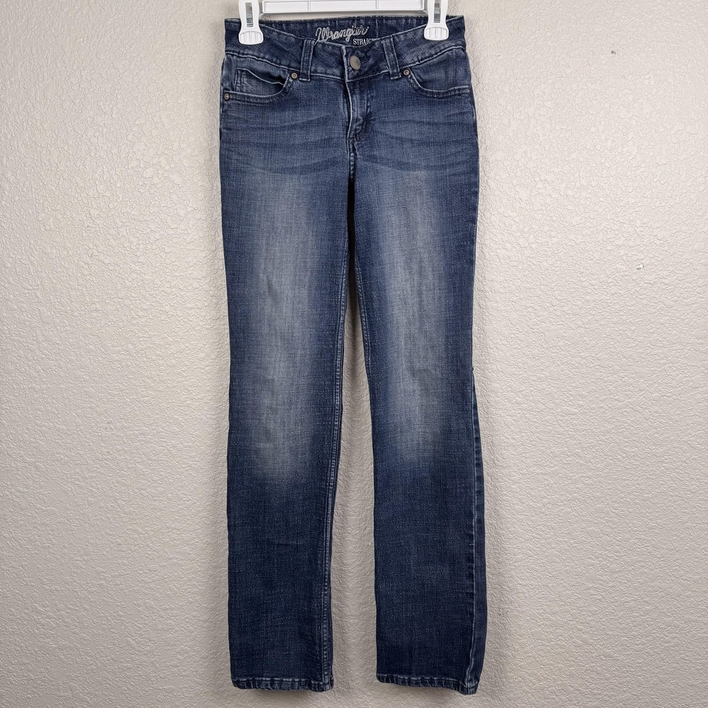 Wrangler Jeans Juniors 11/12 (26x31) Blue Straight Leg Stretch Denim Mid Rise